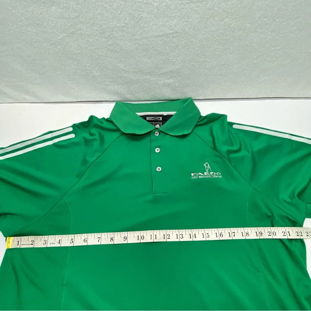 Adidas Clima Cool Mens Large Green White Golf Polo Faldo Golf Institute Marriott